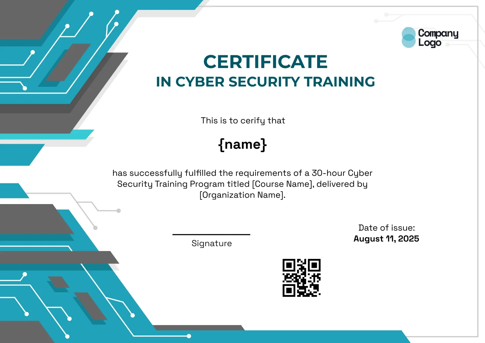 Trusted Cyber Security Training Certificate
