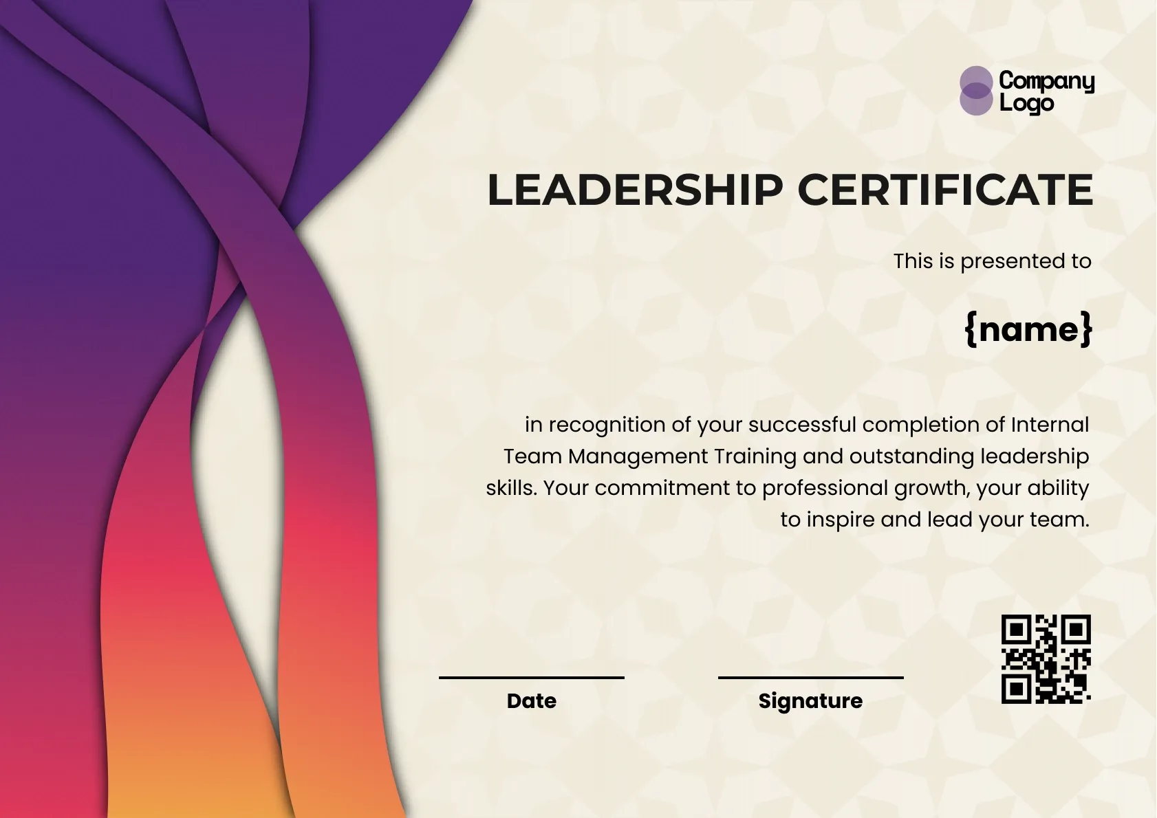 Trusted Leadership Recognition Certificate Template
