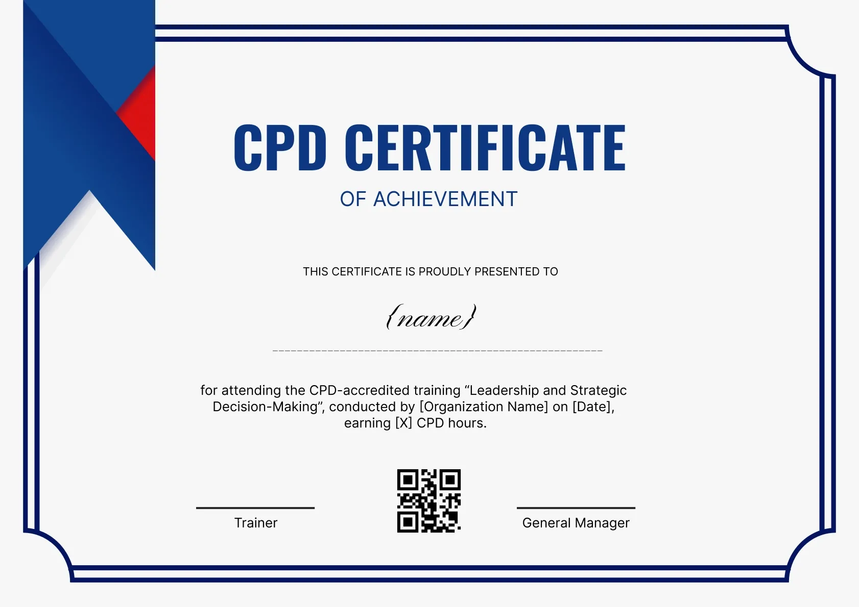 Universal and professional CPD certificate template