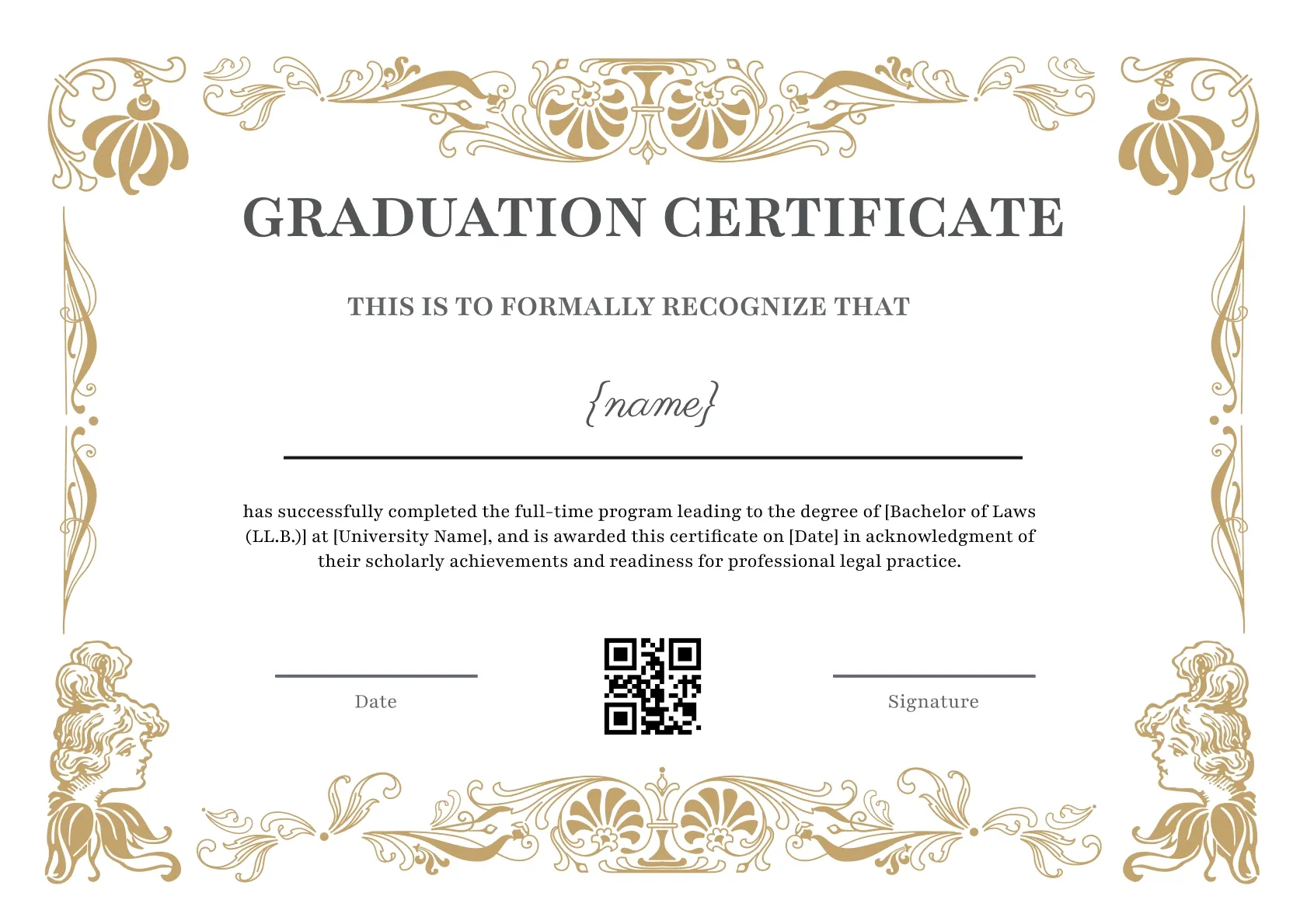Universal professional graduation certificate template