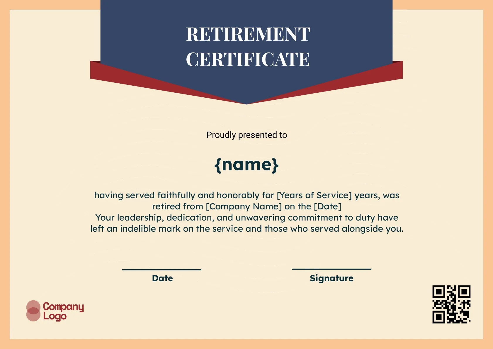 Valued Retirement Appreciation Certificate Template