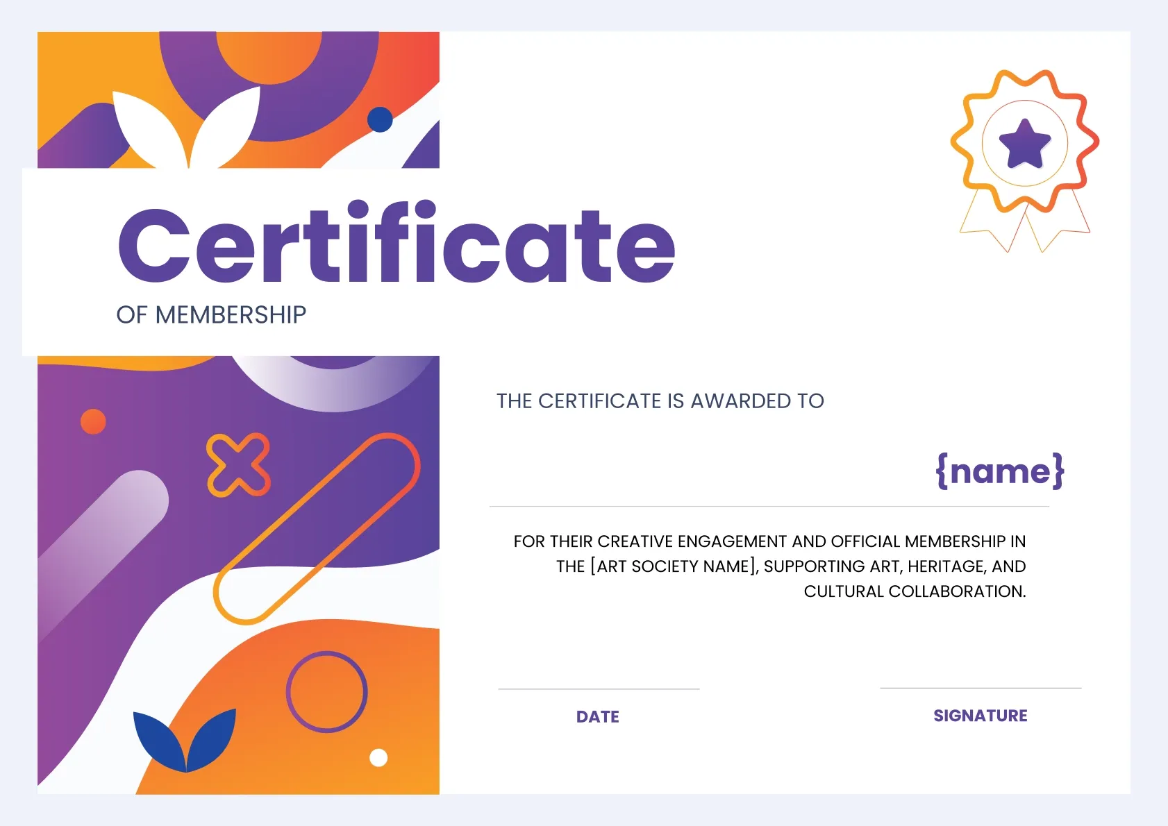 Vibrant and Creative Certificate of Membership Template