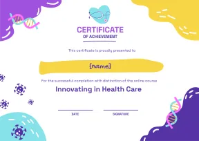 Vibrant and lively healthcare course completion certificate template