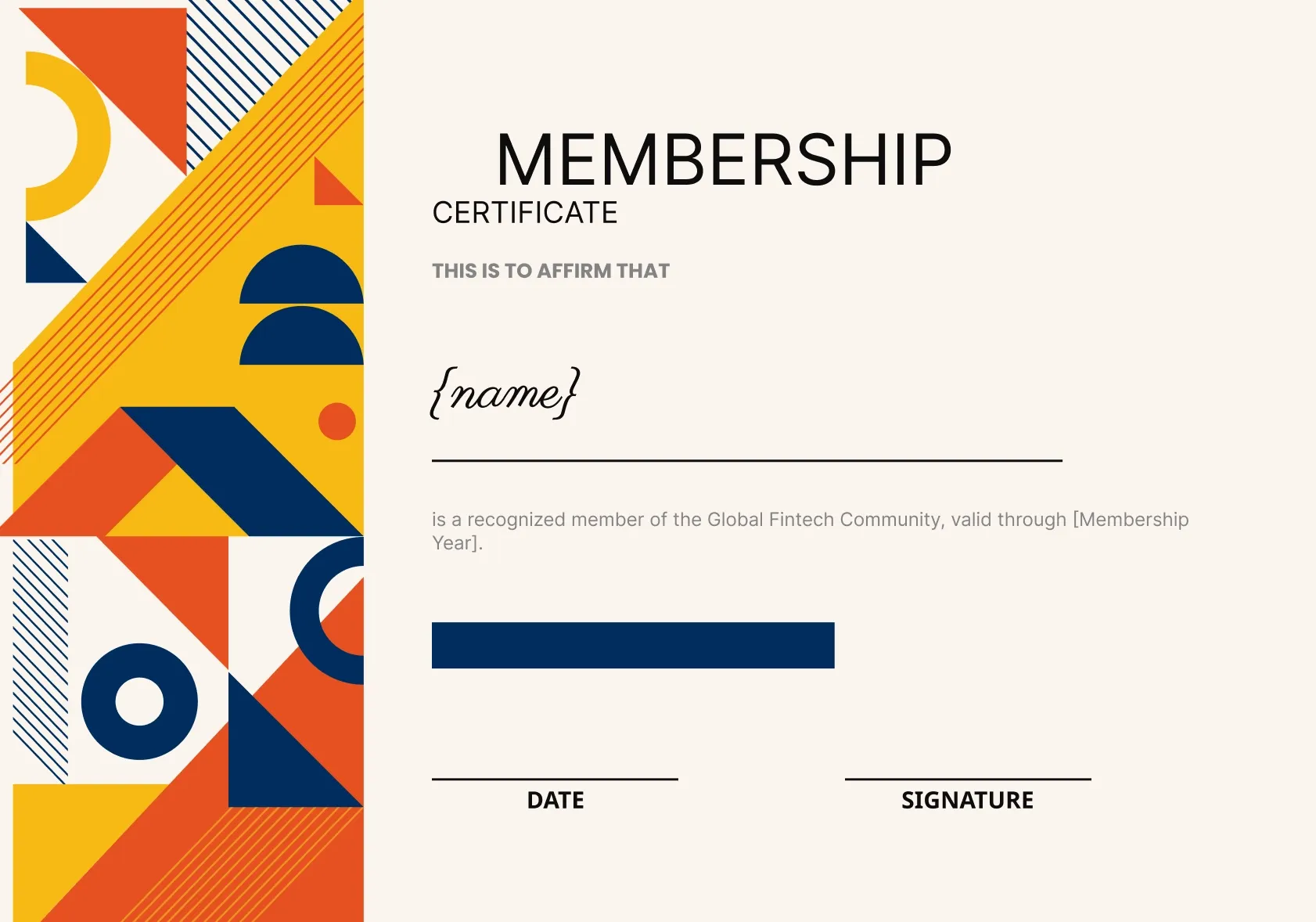 Vibrant and Sophisticated Certificate of Membership