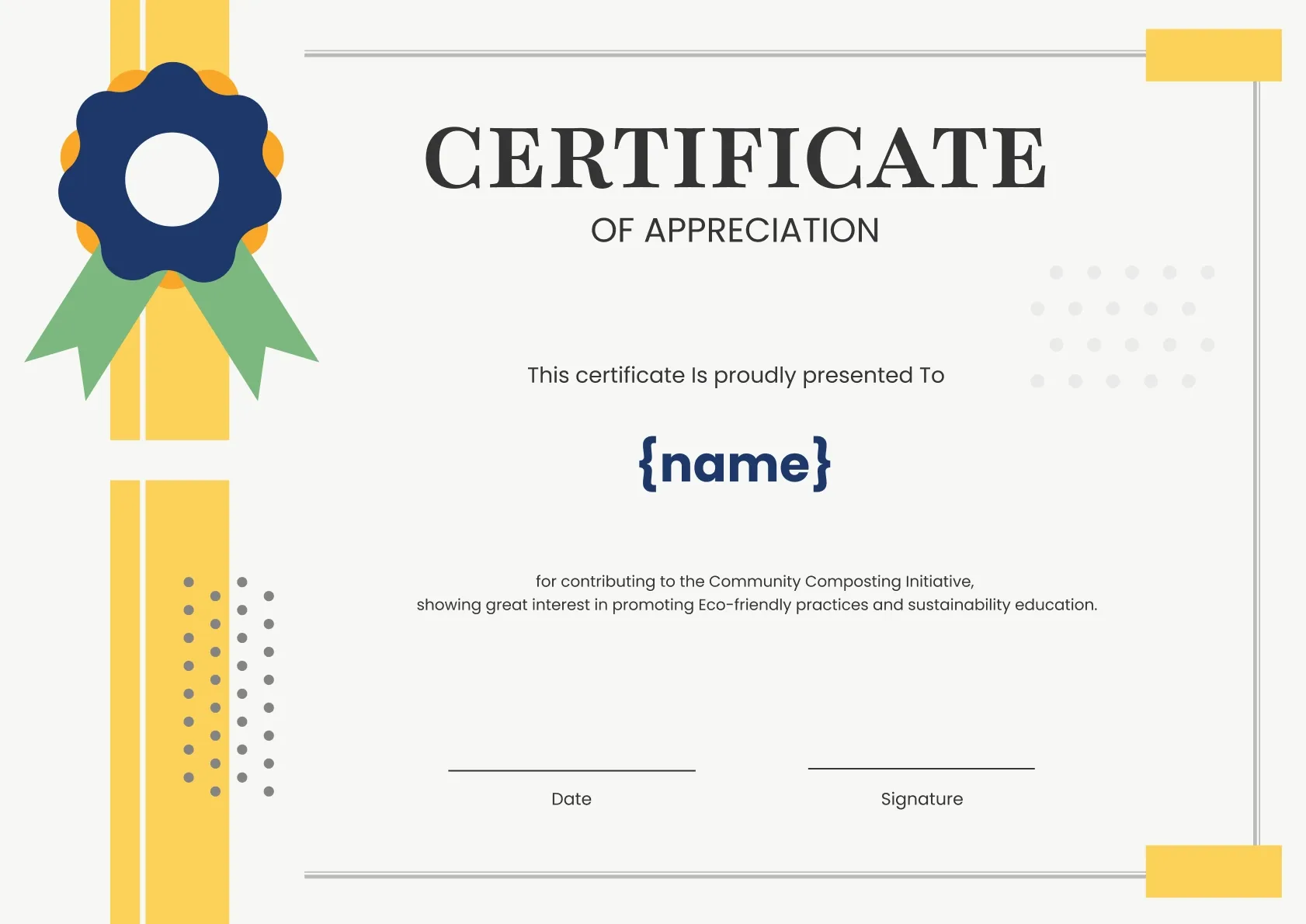 Vibrant and stylish certificate of appreciation template