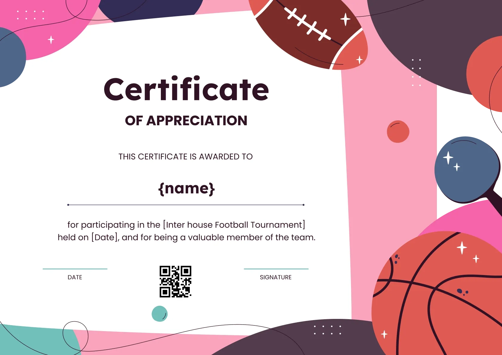 Vivid and animated sports certificate template