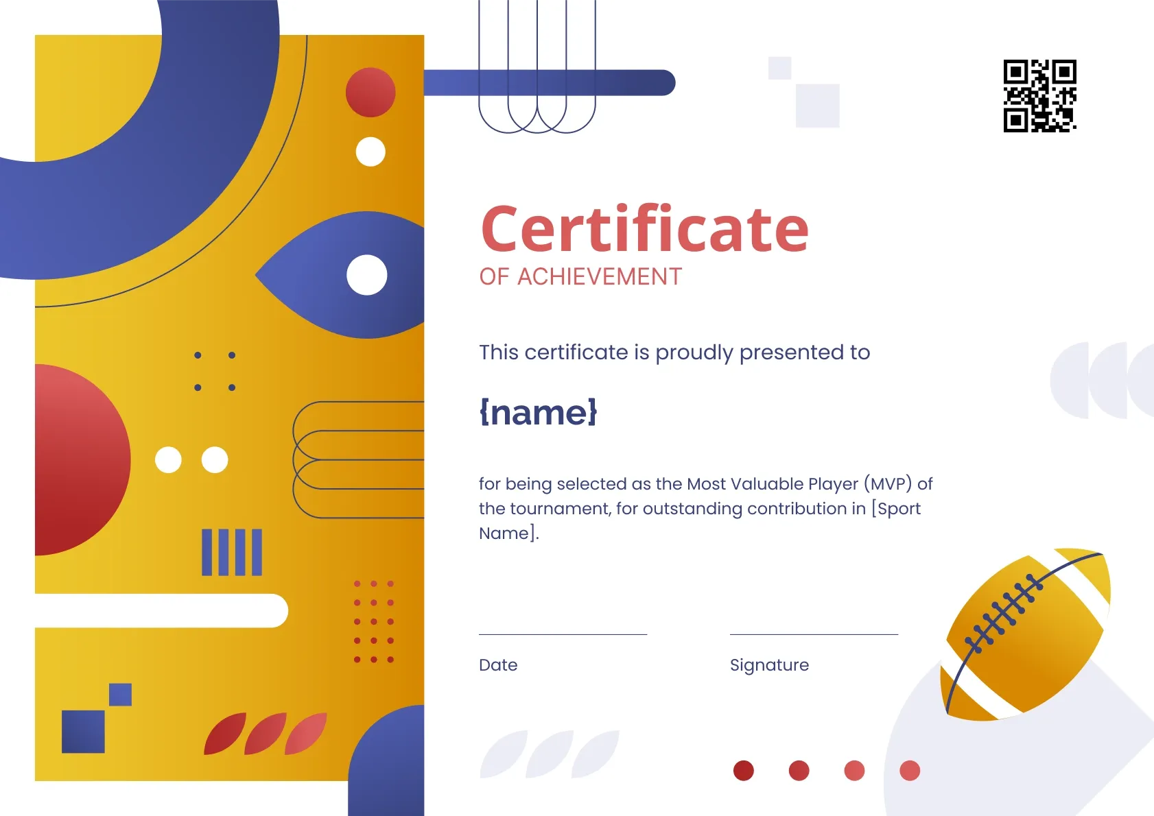 Vivid and bright sports certificate template