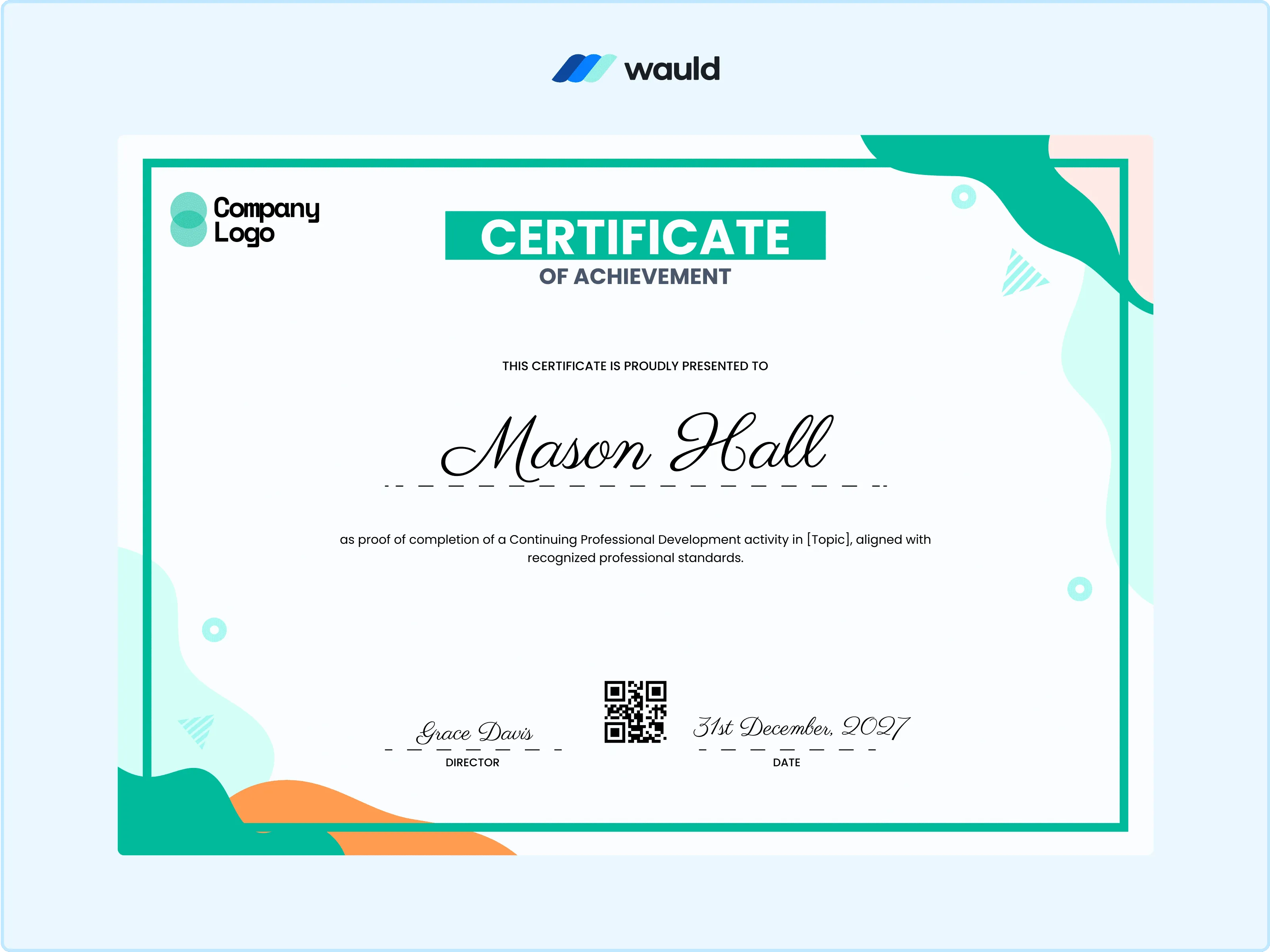 Wauld - Vivid and Glamorous Certificate template