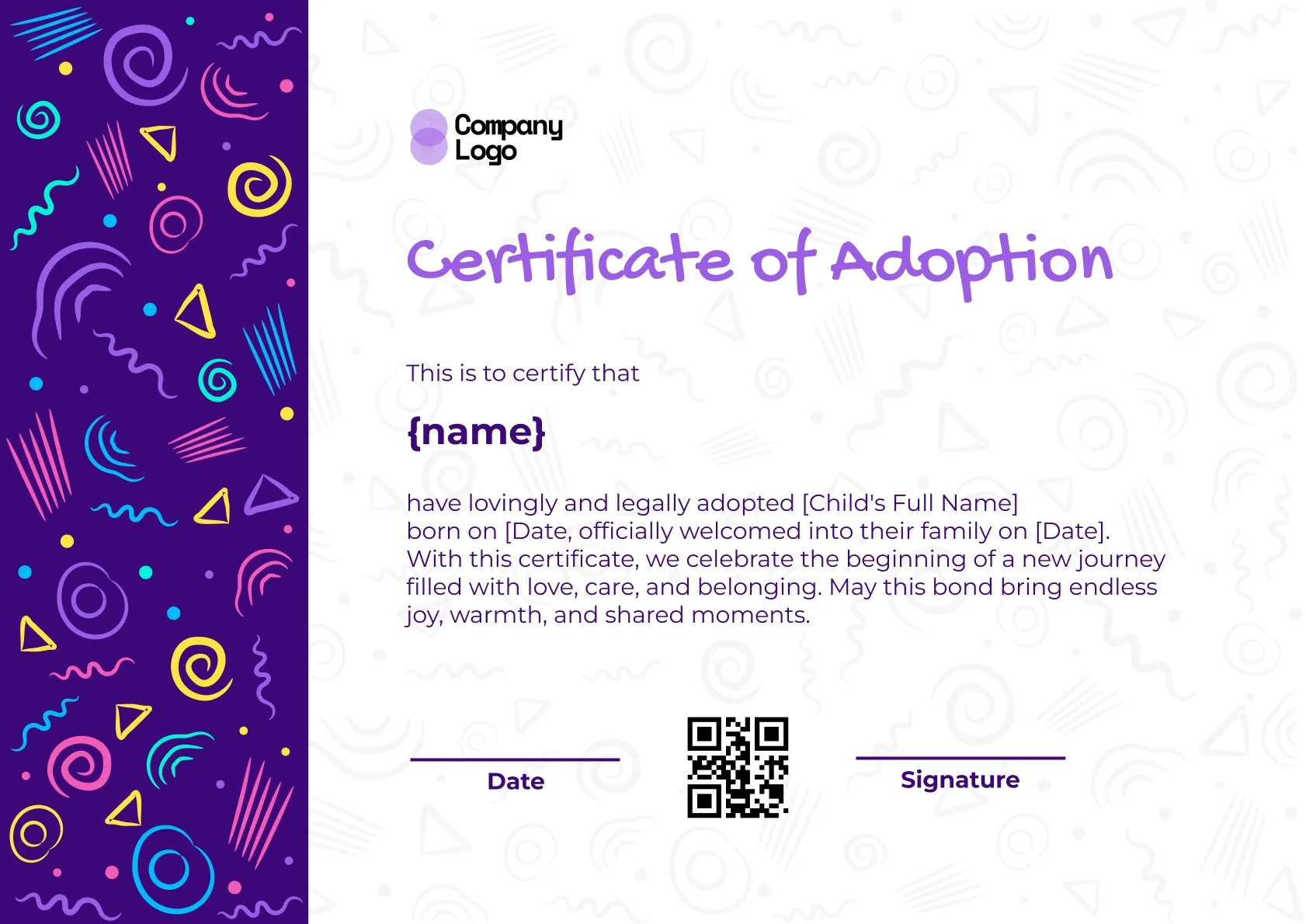 Warm Family Union Certificate Template