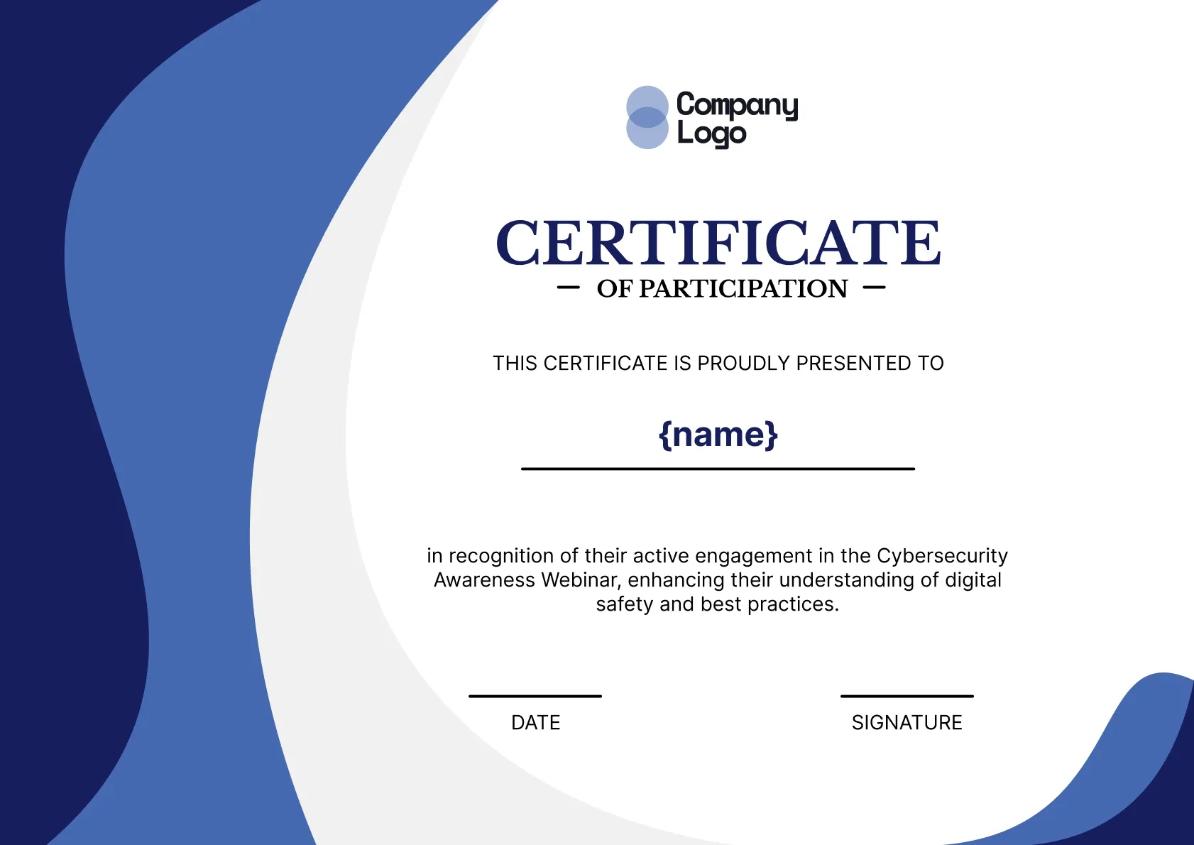 Wavy designed cybersecurity awareness webinar participation template